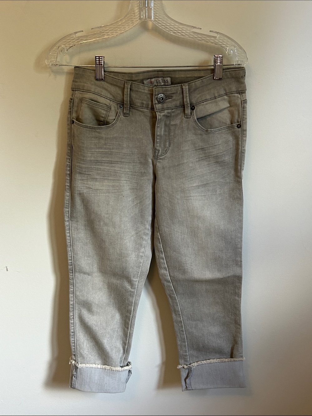 GUESS Gray Rolled Cuff Cropped Jeans